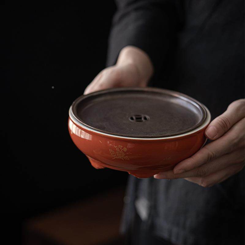 己盘8797矾红仿古锡盖做旧壶承文人干泡圆形陶瓷蓄水墨茶道小茶盘,农机/农具/农膜,其它农用工具,淘宝优惠券,粉丝福利购,淘宝优惠卷