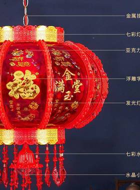 224新款旋转灯0笼挂件七le彩d走马灯阳台大门口宫灯挂饰新装EBH年