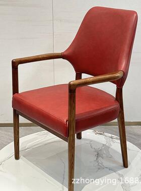 实木奢餐椅扶店手椅茶Y140轻椅客人椅桌靠背椅酒简约休闲椅餐椅子