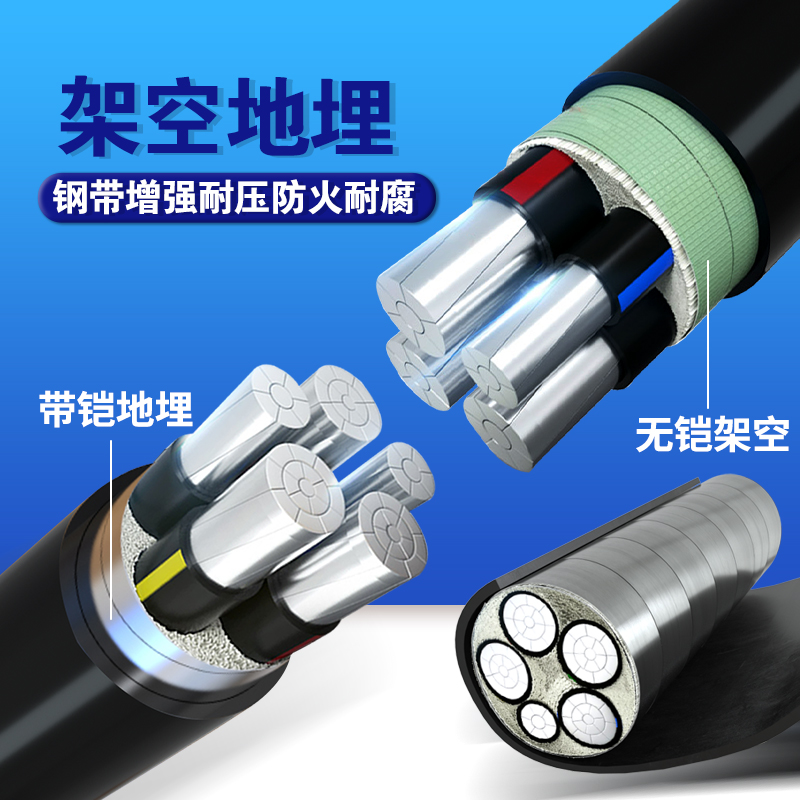 国标铝合金电缆线4 5芯35 50 70 95平方120三相四线五.芯铝芯电缆