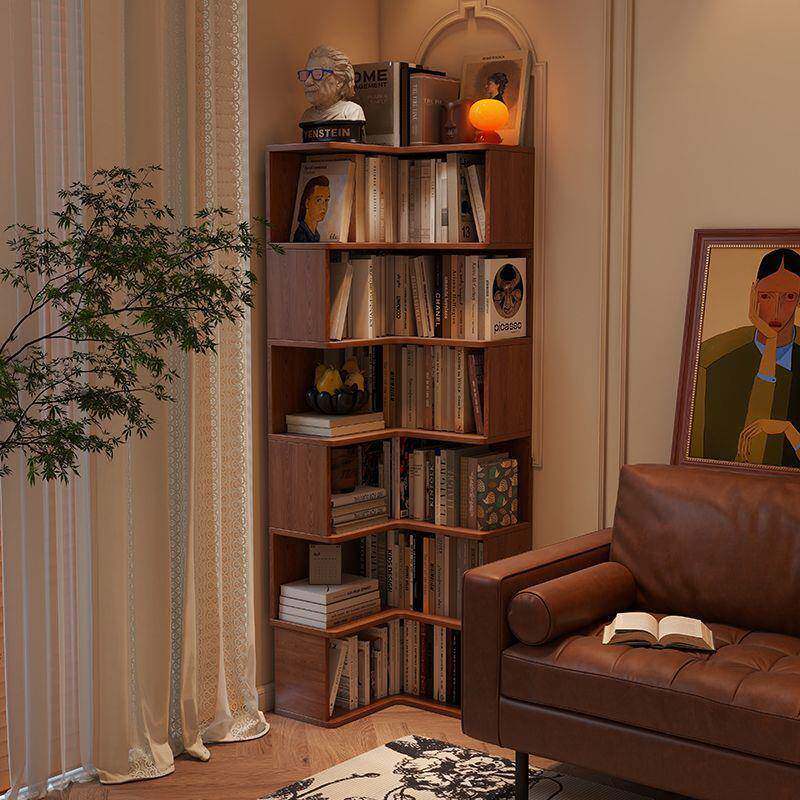 实木转角书架卧室靠落WVA地置物架客床边拐角柜厅墙储物生柜子学