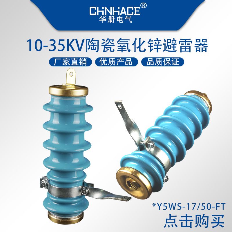 10KVY5WS-17/50-FT户外变压器蓝色陶瓷高压氧化锌避雷器直供