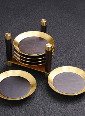 实功杯木垫家用夫茶隔热套装简约垫圆形茶86606托铜木茶艺