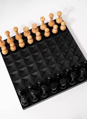 际现代轻奢不倒翁国象棋件实木高礼档西洋A01137棋摆棋盘样板房新