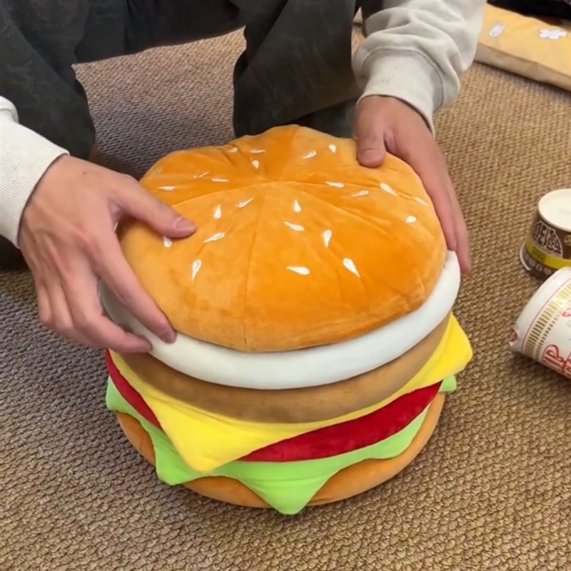 汉堡收纳凳换鞋矮j凳储物收纳盒带盖杂物筐零食桶坐垫入户门口家