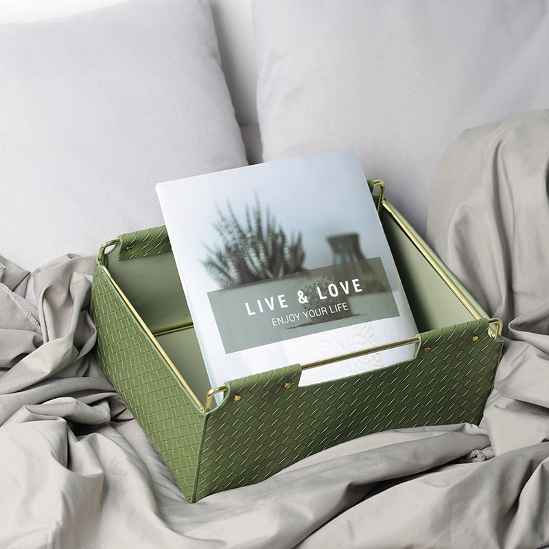 北欧风杂物收纳箱零食整理筐衣柜客厅家用轻奢桌面大X号皮质储物