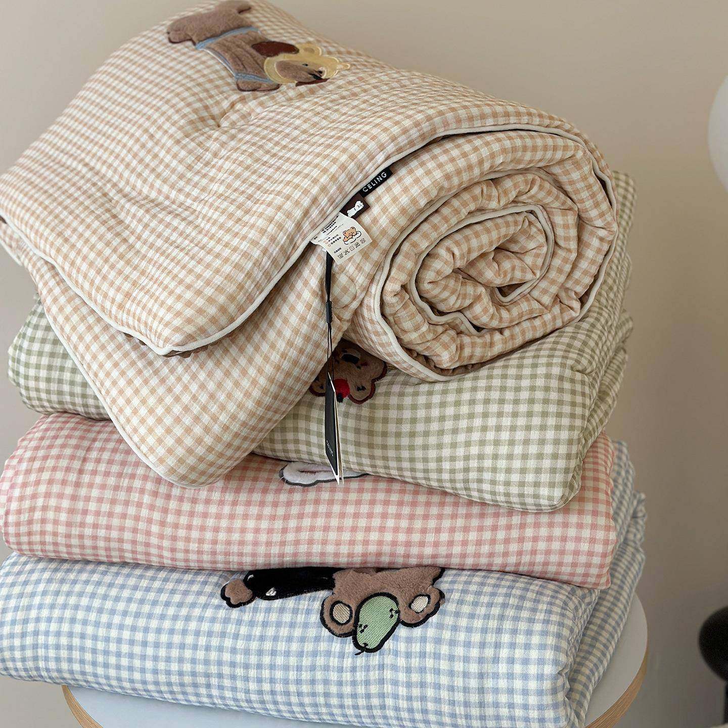 韩系贴布绣母xili全棉双层纱皱豆豆被纯皱纱布棉豆豆绒被婴子春秋,床上用品,化纤被,淘宝优惠券,粉丝福利购,淘宝优惠卷