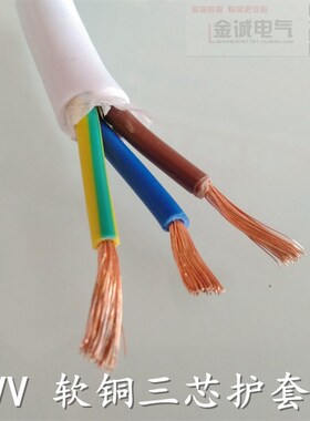 武汉二厂电线电缆RVV2px3x1.5x2.5x4飞鹤白皮多股软护套线铜芯百