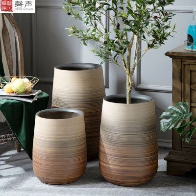 北欧落地陶瓷花盆简约高端渐变客厅装饰摆设户外盆景园艺花瓶摆件,家居饰品,花盆,淘宝优惠券,粉丝福利购,淘宝优惠卷