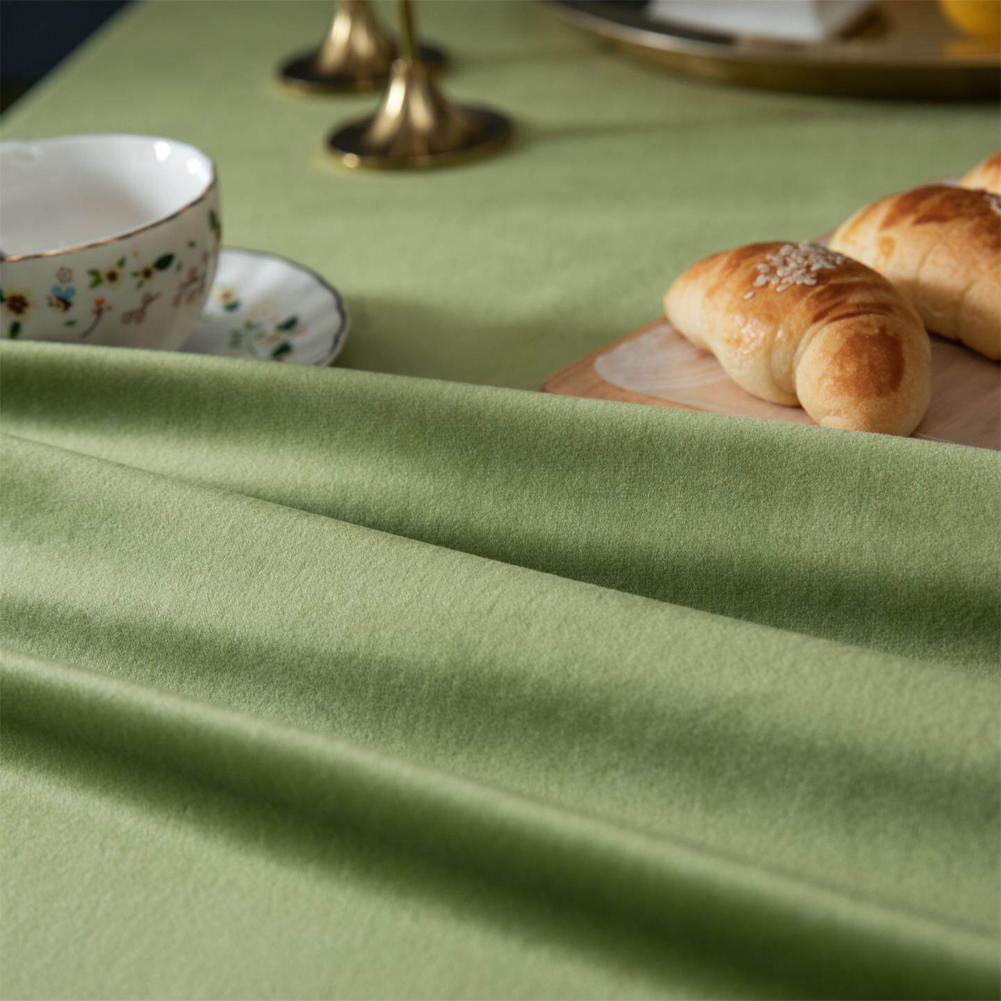 【牛油果桌布】轻奢丝绒布绿色桌布长方形家用西餐桌布艺茶几加厚