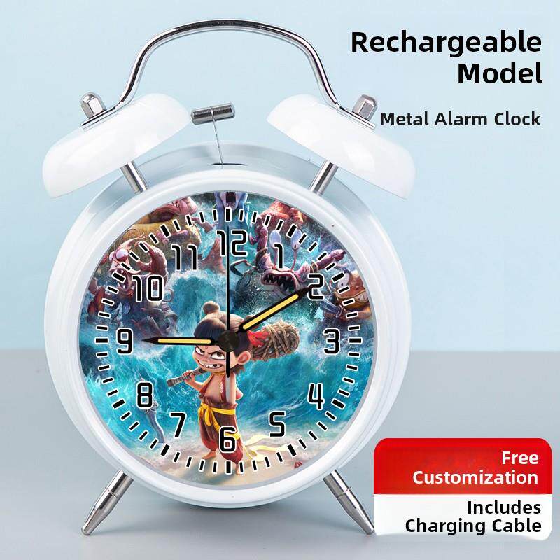 哪咤周边魔童闹海充电款闹钟寸定制敖丙学生专用响铃静音走时