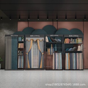 成品窗帘布艺吊卡展示架落地式家纺布料样品货架展厅大样架可移动
