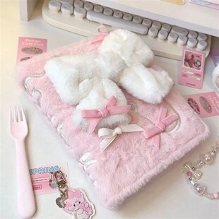 粉色少女心蝴蝶结a5毛绒活页卡册三寸少女拍立得追星小卡收纳相册