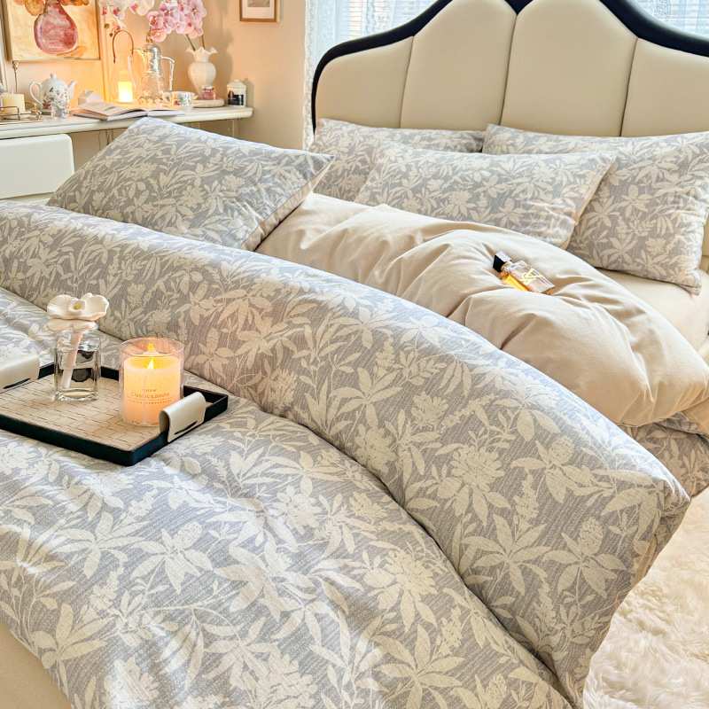 A类新款简约全棉加厚磨毛印花四件套系列亲肤柔软纯棉床上三件套4