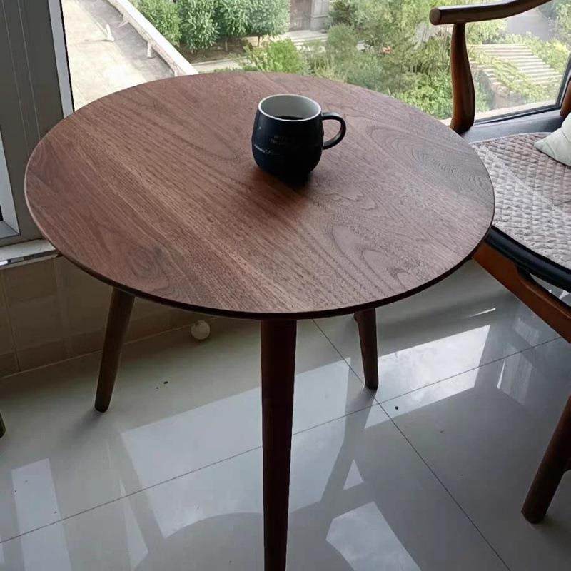 黑胡桃木板北美黑胡桃木圆形台面实木圆桌折叠圆桌面小茶几圆盘