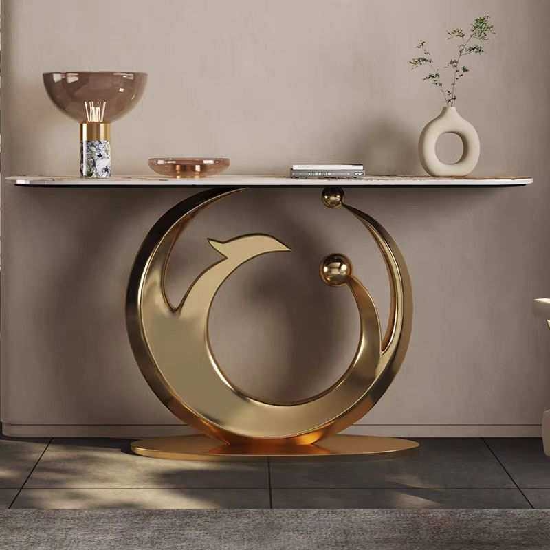 轻奢岩板玄关桌入户门厅走廊端景台客厅装饰靠墙长条桌子智能灯饰