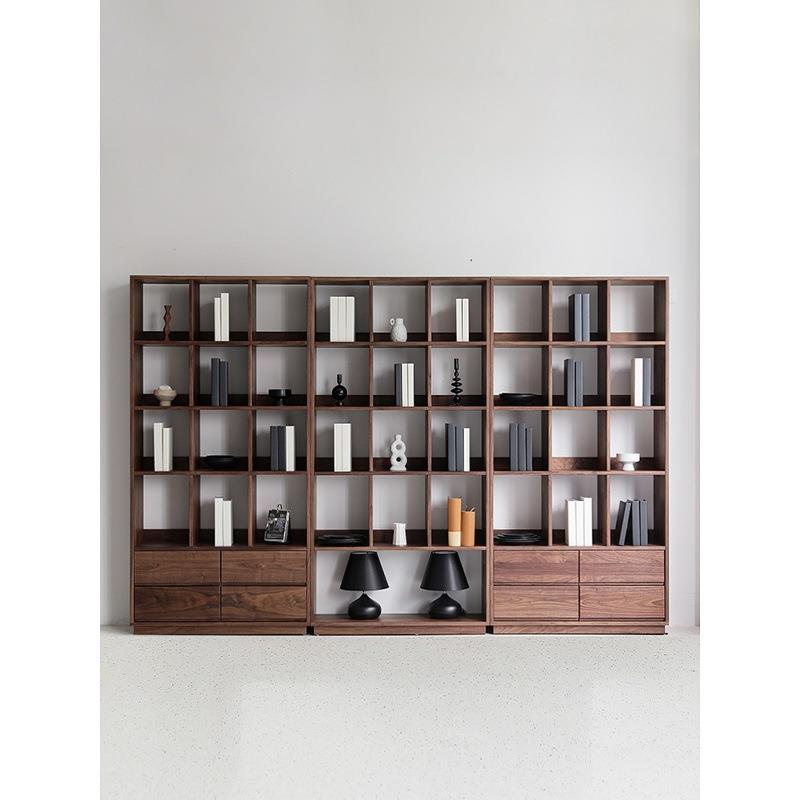 北欧日式全实木组合书柜简约现代樱桃木书橱书架落地收纳置物柜