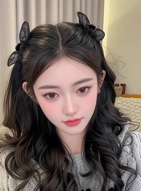 蕾丝发夹新款黑色精灵蝴蝶结抓夹女刘海夹侧边夹发卡头饰夹子