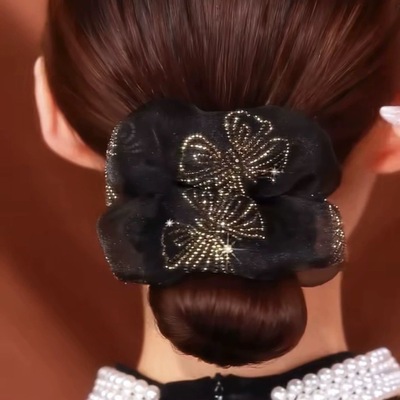 2026年新款爆款时尚轻奢蝴蝶欧根纱大肠发圈精致百搭优雅高级发饰