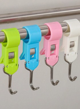 夹管挂钩厨房夹子免打孔可活动套穿管塑料固定毛巾架夹杆旋转型