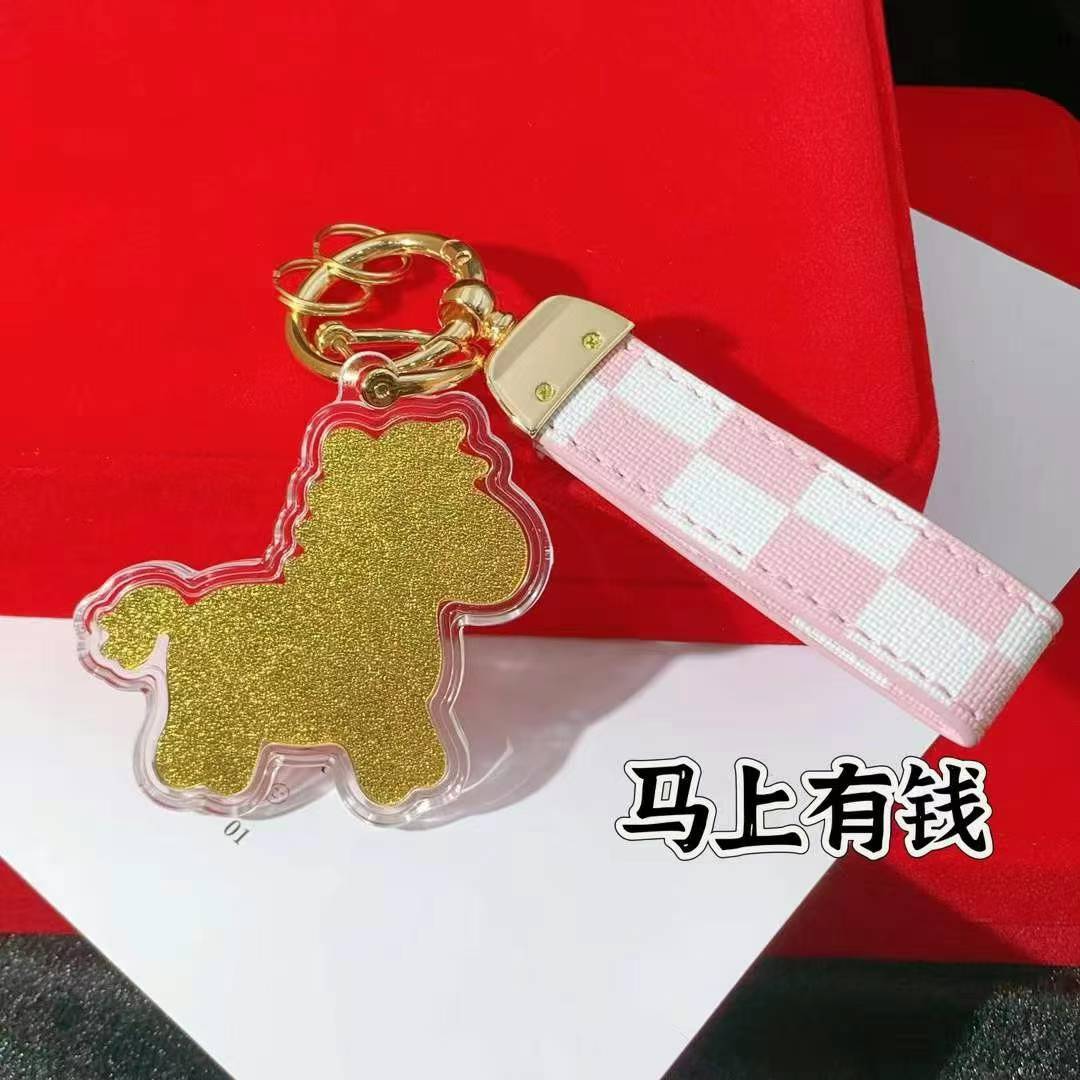 足金999卡通生肖马钥匙扣挂件纳福钥匙扣新年贺岁礼品马上有钱