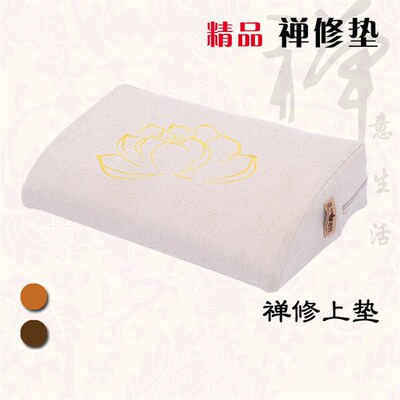 白描荷花打坐禅坐上垫透气诵经参禅跪拜椰棕丝亚麻布居士蒲团