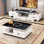 茶几电视柜组合小户型简约现代钢化玻璃茶几客厅新款 可伸缩电视柜