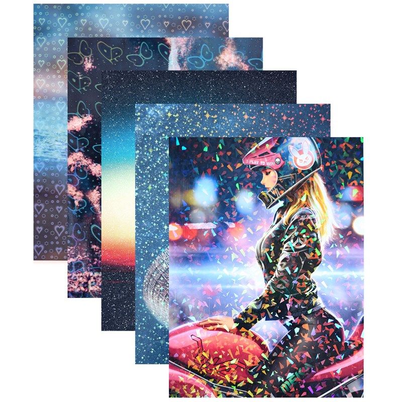 照片镭射冷裱膜自粘 A4七彩玻璃碎素面点点冷表膜 影楼保护膜