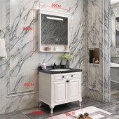 智能美式 浴室柜组合橡木洗漱台卫生间洗手洗脸双盆落地柜储物镜柜