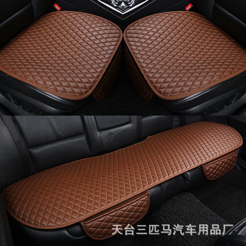 汽车坐垫四季通用皮革三件套防滑免捆绑单片后排无靠背座椅垫用品