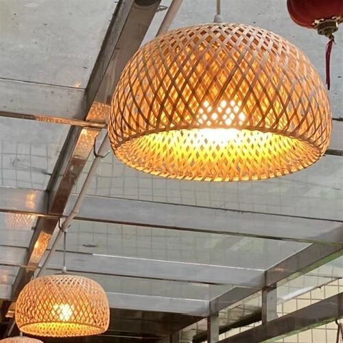 竹艺竹编灯笼新中式简约田园餐厅民宿卧室阳台东南亚复古灯罩吊灯