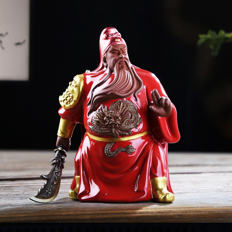 创意陶瓷关羽摆件武财神关二爷招财关公客厅装饰博古架工艺品摆设