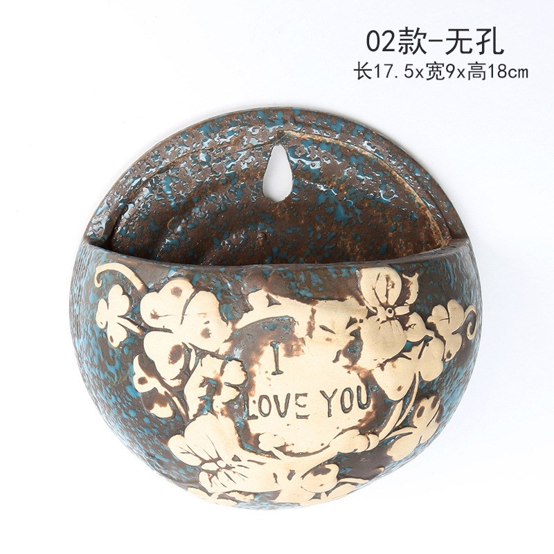 壁挂水培花器家居摆件茶桌绿萝花插花瓶陶瓷粗陶多肉植物花盆