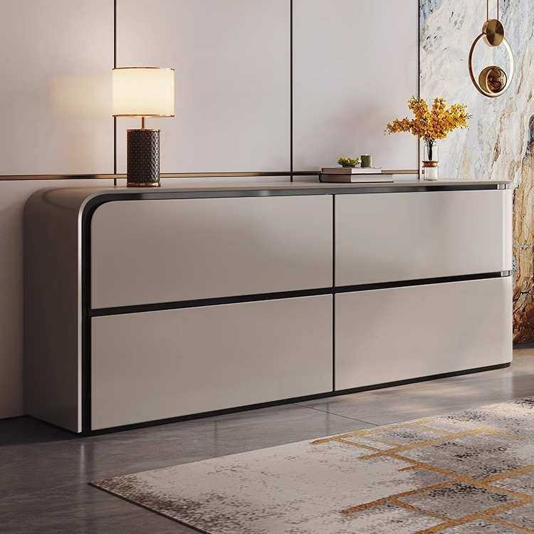 意式极简餐边柜现代简约轻奢实木斗柜卧室储物柜客厅入户玄关柜