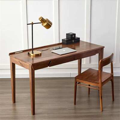 北美黑胡桃木书桌樱桃木实木办公桌家用小户型写字桌白橡木学习桌