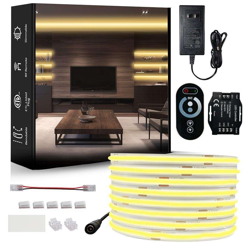 可调光低压cob灯带套装12v24v单色冷暖双色温灯条高显指led灯带