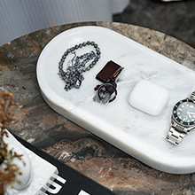 厂家天然大理石托盘椭圆形首饰收纳家居摆件装饰品样板间酒店软装