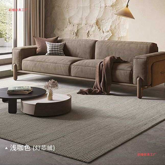 复古网红绒布日式豆腐块直排三人位意式极简实木灯芯绒布艺沙发