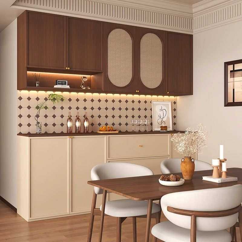 中古风餐边柜客厅靠墙一体储物柜家用厨房碗柜餐厅置物茶水边柜