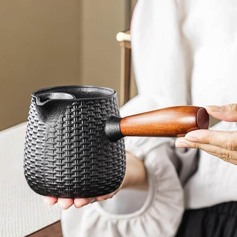 铸铁壶围炉煮茶侧把壶生铁壶日式手工铁壶烧水壶户外露营煮茶壶