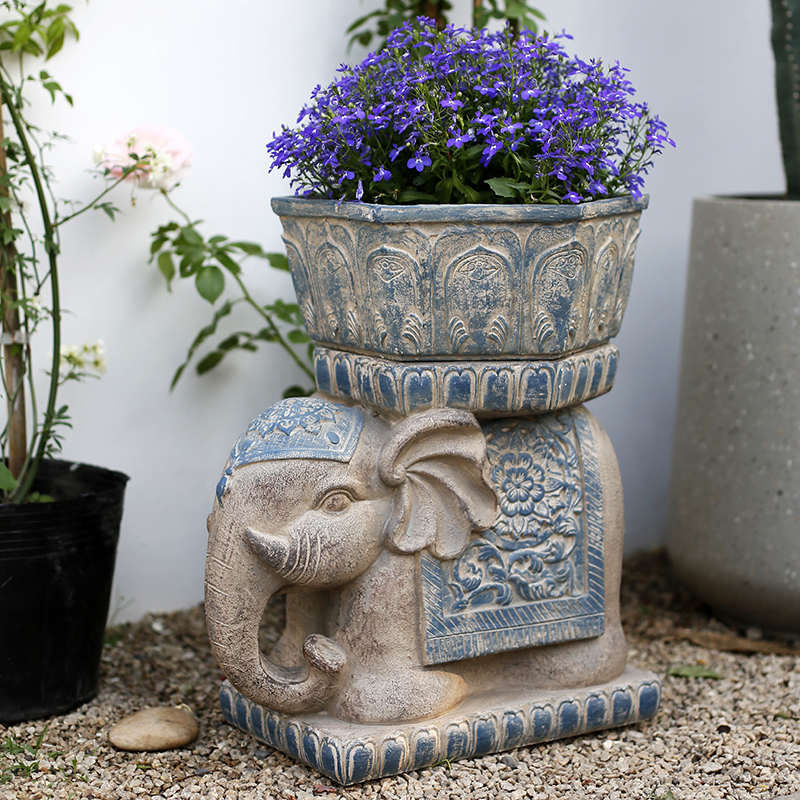 子大象新入户装饰民花园顶楼庭院花盆阳台宿中式户外Y布置摆件石