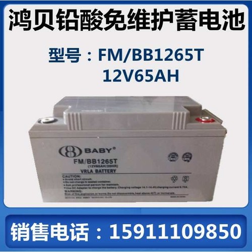 BABY上海鸿贝铅酸蓄电池FM/BB1265T 12V65AH 20HR 直流屏EPS UPS