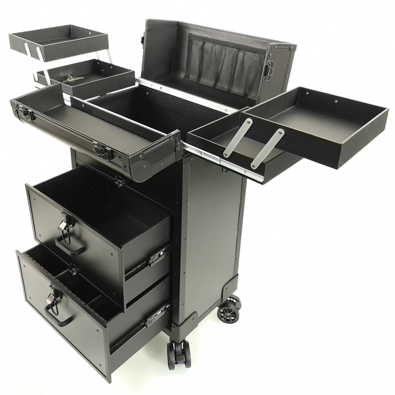 妆百纳铝a合金大号拉杆化妆箱专业跟妆师美甲美发纹绣收纳工具箱