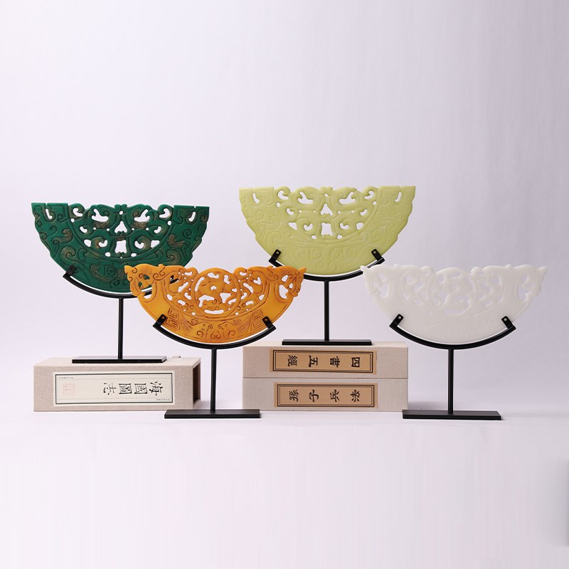 现代新中式创意树脂m玉璧客厅玄关酒柜家居酒店样板房软装饰品摆