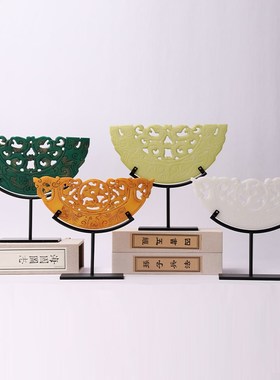 现代新中式创意树脂m玉璧客厅玄关酒柜家居酒店样板房软装饰品摆