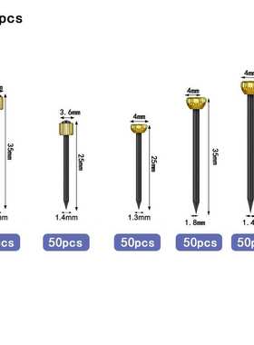 250pcs黑色铜头钉五规格盒装穿心相框铜头钉圆头钉黑色木墙钉子