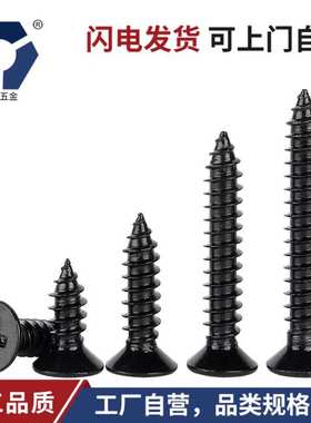 KA2.6x6→2.6x14 黑色不锈钢沉头螺丝 GB846高盐雾耐腐蚀防锈钉