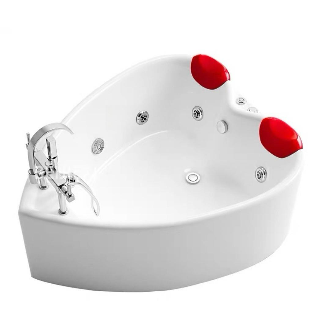 亚克力心形浴缸冲浪按摩白色粉色网红双人情侣泡澡池主题酒店浴缸