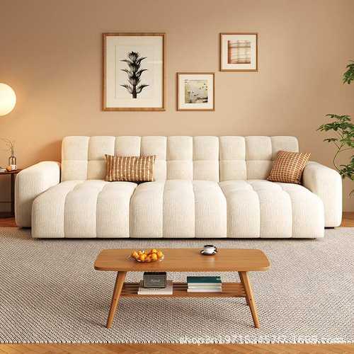 现代简约电动沙发床布艺小户型客厅奶油风伸缩云朵功能沙发雪尼尔