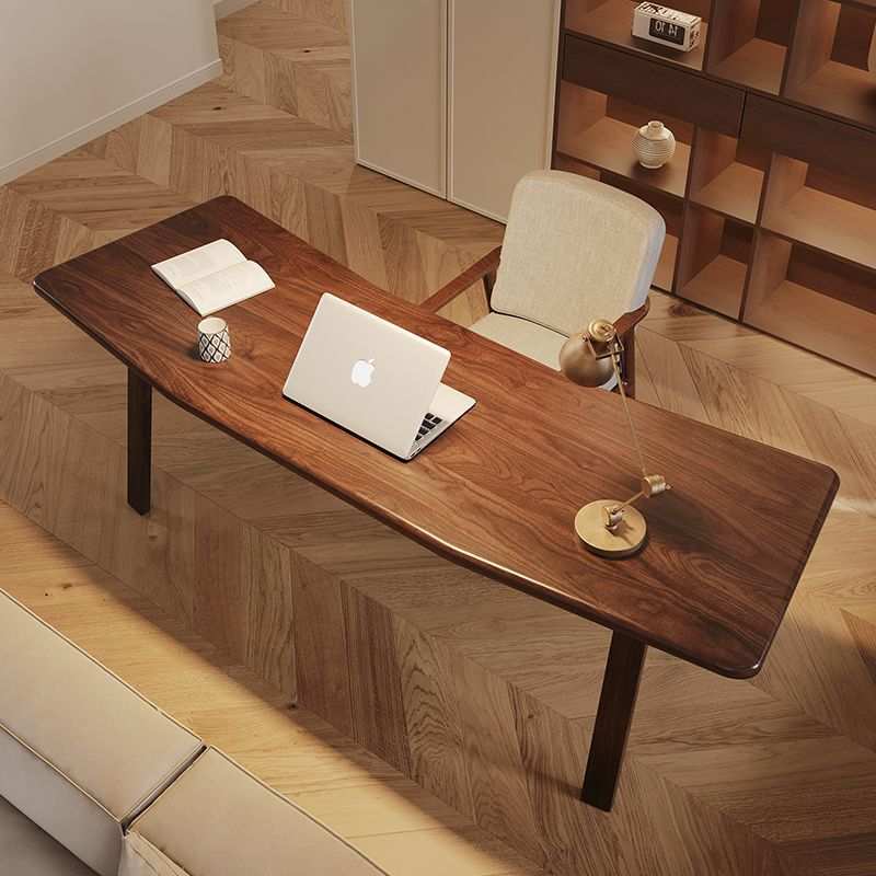 意式极简纯实木书桌设计师老板原木工作台家用书房弧形办公桌